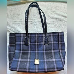 Dooney & Bourke blue plaid tote handbag purse shoulderbag